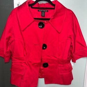Scott Taylor Red Retro Cropped Fitted Elbow Length Sleeve Lightweight Jacket 8